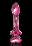 Icicles No. 82 Textured Glass Juicer Anal Probe With Heart Shaped Handle - Pink