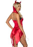 Leg Avenue Devilish Darling Tux And Tails Bodysuit With Stay Up Collar, Pin-on Devil Tail, And Sequin Devil Horn Headband (3 Piece) - Xsmall - Red